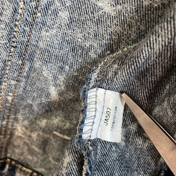 YaYa Club Stonewash Denim Jacket w/ Camouflage Print women's S jean retro boho - Picture 8 of 16